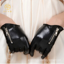 hot sale fashion ladies zipper leather gloves